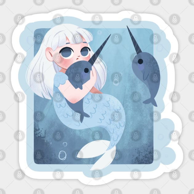 Narwhal Mermaid Sticker by Lobomaravilha